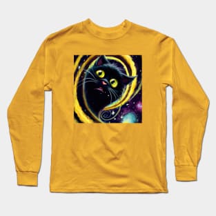 Time Traveling Cat Falls Through a Vortex Long Sleeve T-Shirt